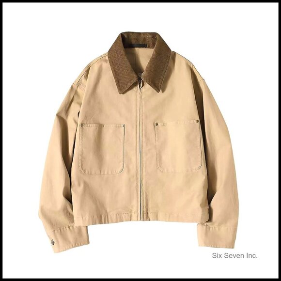 Jackets & Blazers - Cropped Bomber Jacket Corduroy Collar Lightweight Utility Zip Up Workwear Chic